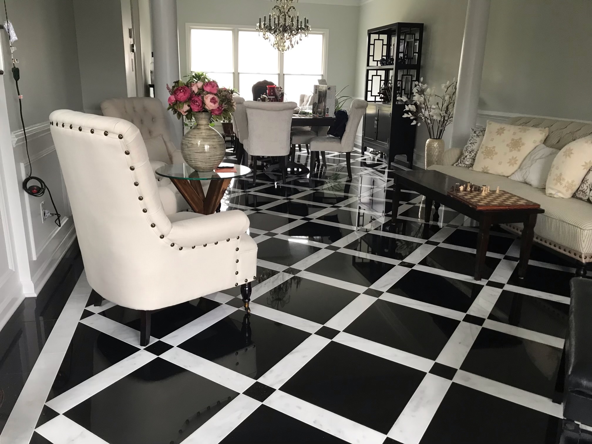 Black and White Striped Floor